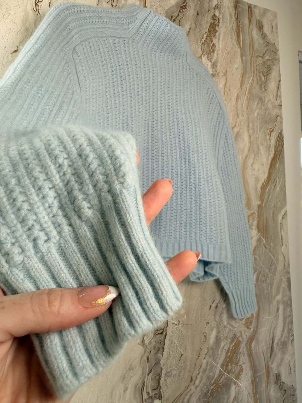 Madewell Light Blue Ribbed Mockneck Cropped Sweater Size L - Picture 6 of 11